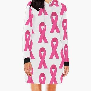 Pink Ribbon Hoodie Sweatshirt Dress